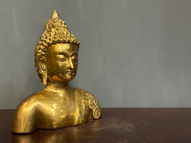Messing Buddha Büste: Handgemachtes Zen Dekor Bild 2