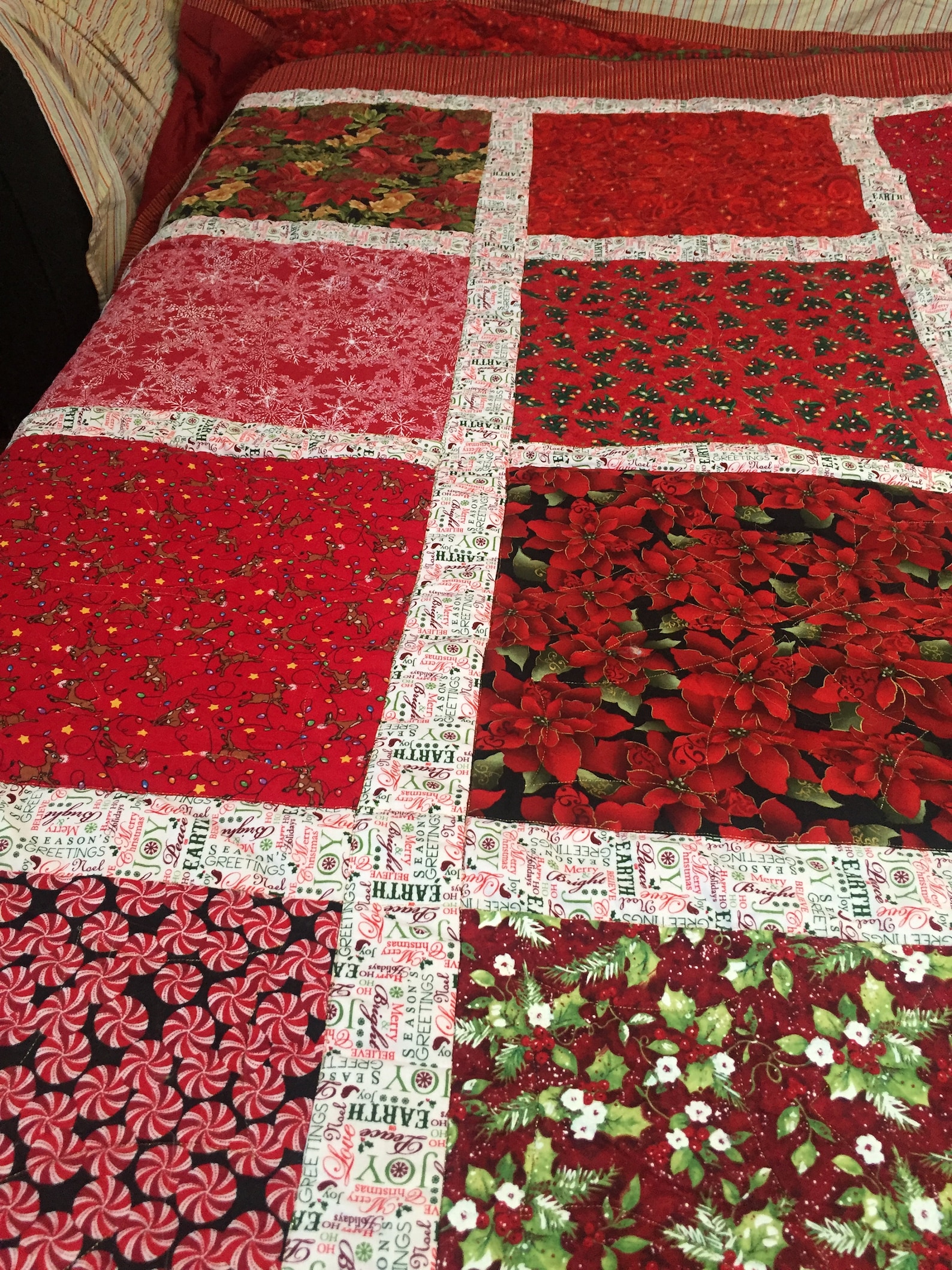 Queen Christmas Panel Quilt New handmade pieced queen size Etsy