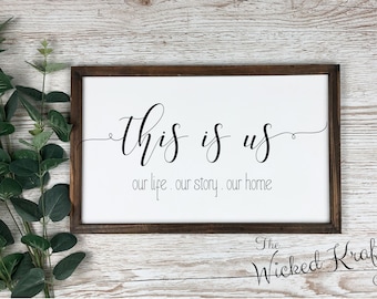 This is Us Sign Family Names Personalized, Farmhouse Wood Framed Canvas ...