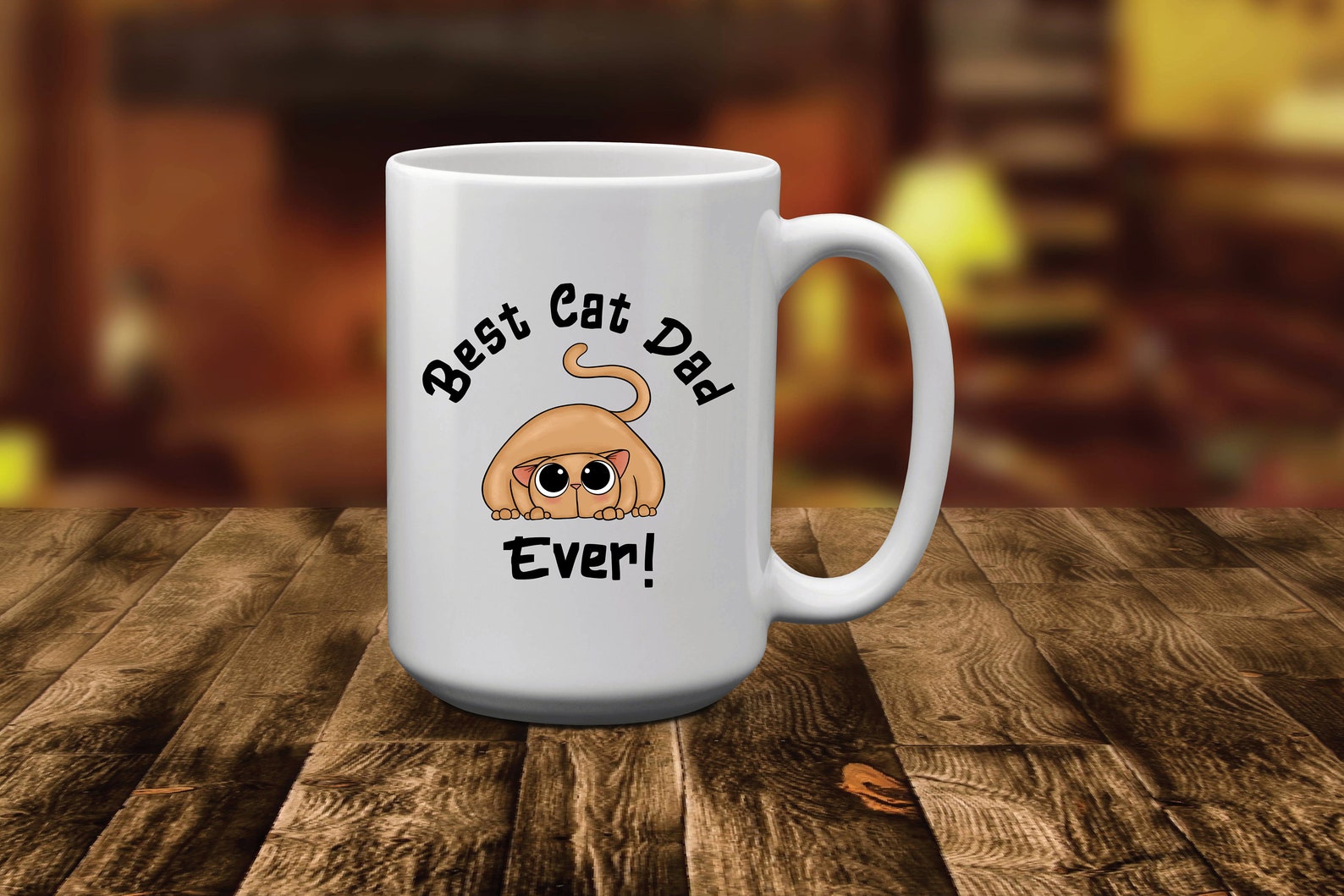 Best Cat Dad Ever Mug 15oz, Personalized Cat Dad Mug, Cat Dad Coffee Cup, Custom Cat Mug, Gift