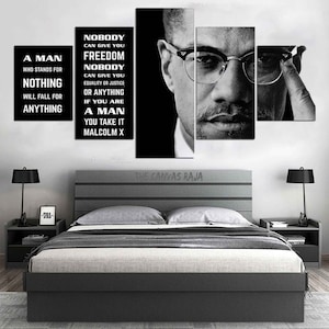 Malcolm X Canvas Wall Art: Civil Rights Leader, Quote Painting