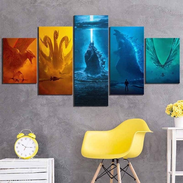 Kids Room Wall Decor Art Gift For Boys, Godzilla Poster Monthra King Of The Monsters