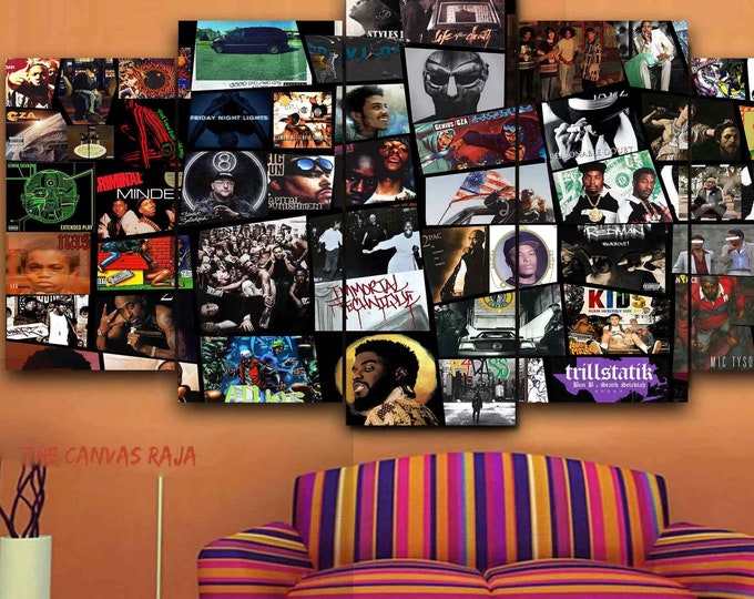 Hip Hop Legends Canvas Wall Art Black Artist Album Cover Collage Poster