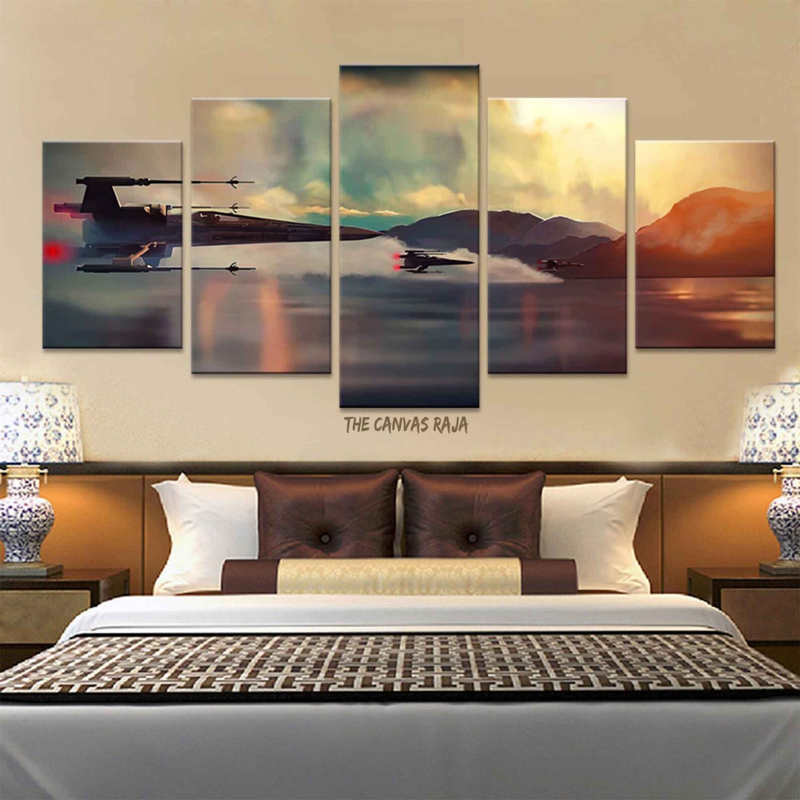 RAPSANI 5-teiliges Löwen Wandbild - XXL 150x80cm Leinwand Mit Rahmen