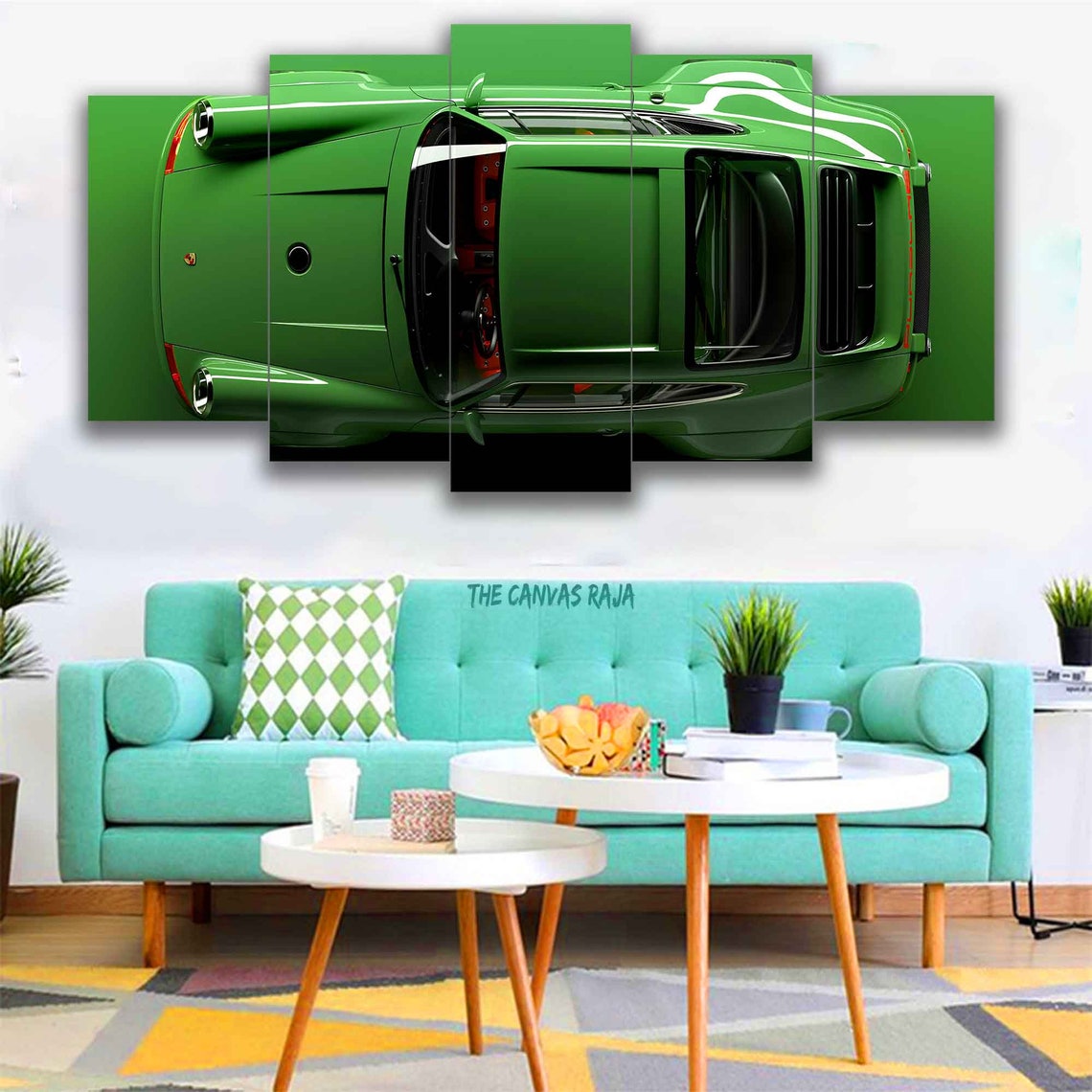 Green Car Garage Wall Art Decor 911 Carrera Canvas Print Decor Etsy UK