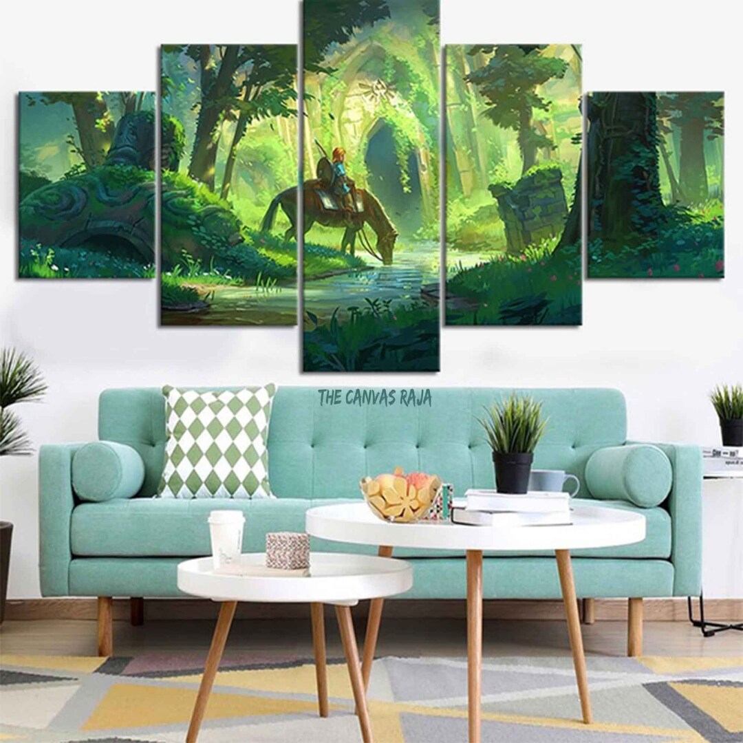 5 Panel LOZ BOTW Zelda Canvas Poster, Breath of the Wild, Wall Art ...