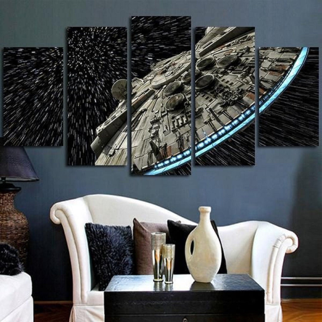 Piece Millennium Falcon Canvas Art Poster Wall Decor Painting Fan Gift  - Main Image