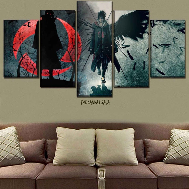 Uchiha Itachi Naruto Anime 5 Panels Wall Art Canvas Poster Etsy