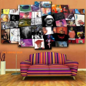 Custom Hip Hop Album Cover Collage, Music Canvas Art, Rapper Gift
