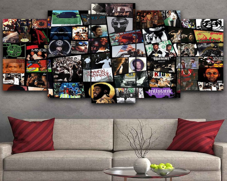 Hip Hop Wall Art Gangster Rapper Canvas Collage Hanging Framed Etsy