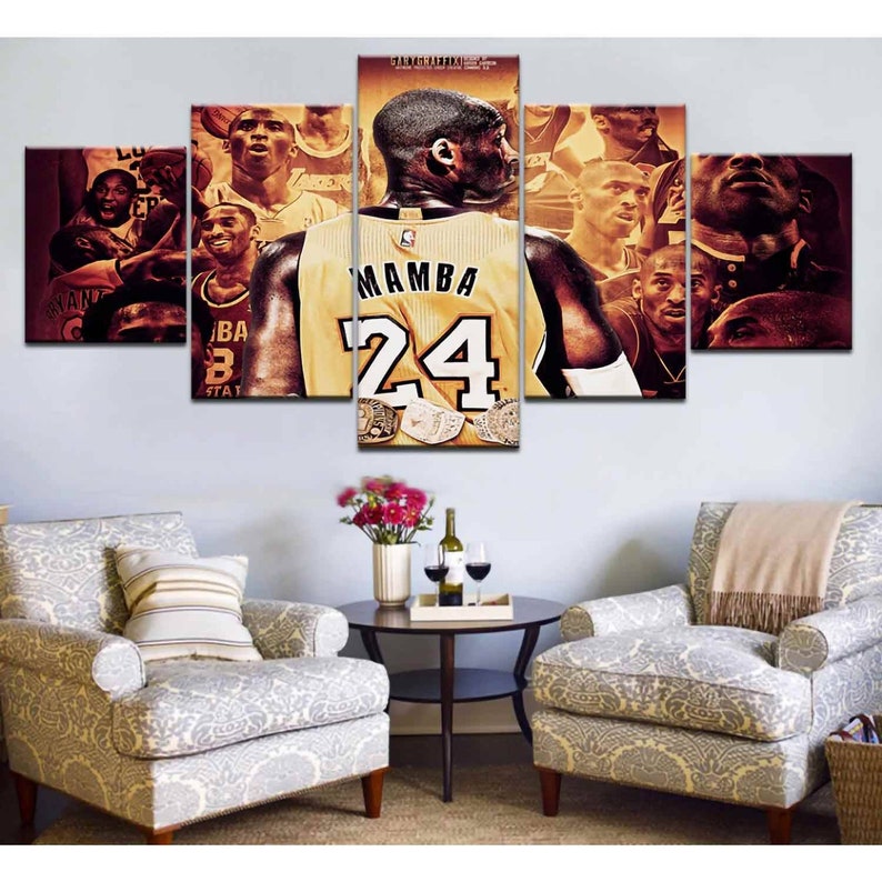 Kobe Bryant 5 Piece Canvas Wall Art Print Framed Mamba Poster Etsy