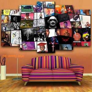 Rap Album Cover Collage Hip Hop Music Canvas Poster Wall Art Rapper Print Musician Gift, CUSTOMIZABLE