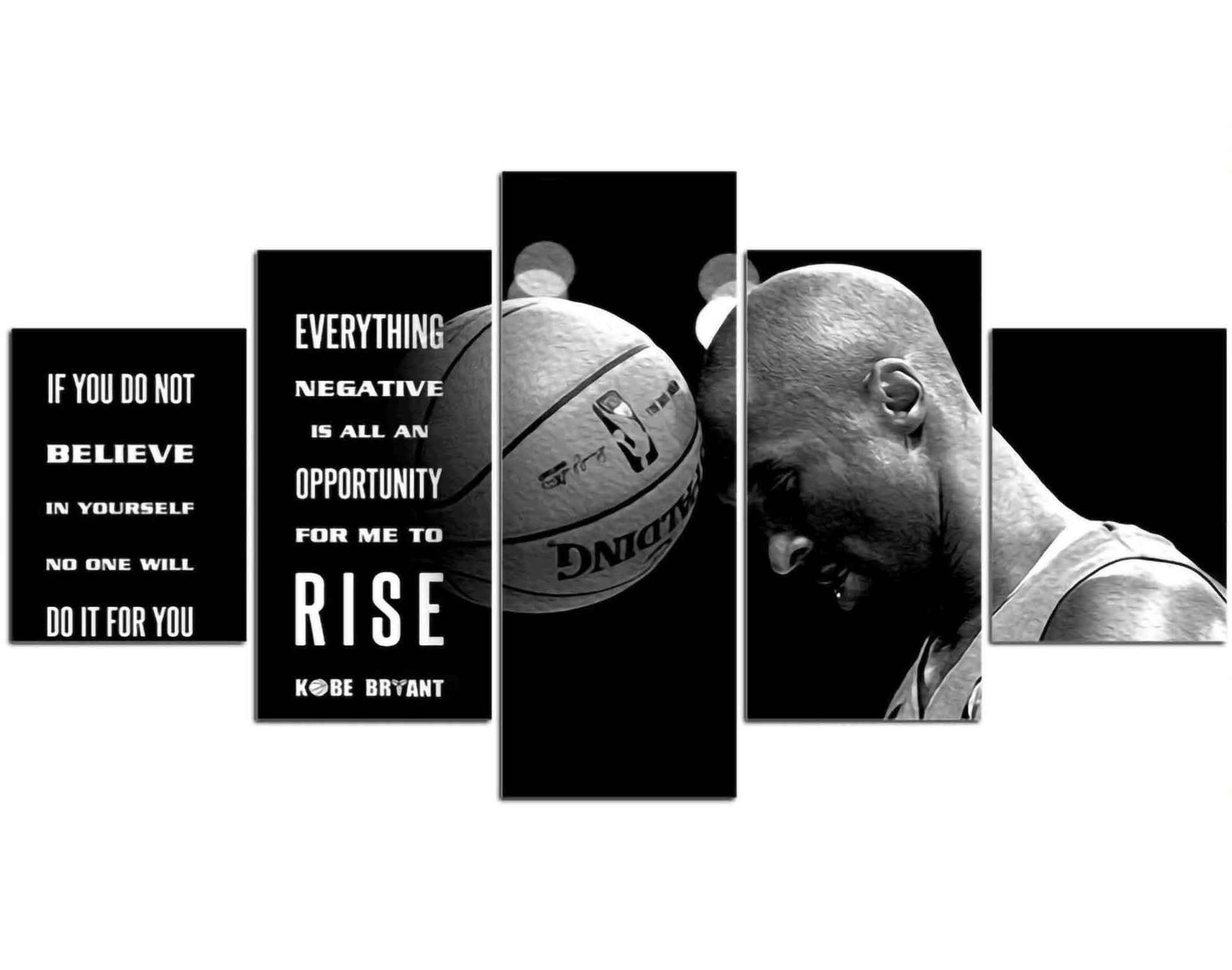 Kobe Bryant Quote Canvas 5 Piece Black And White Wall Art Etsy
