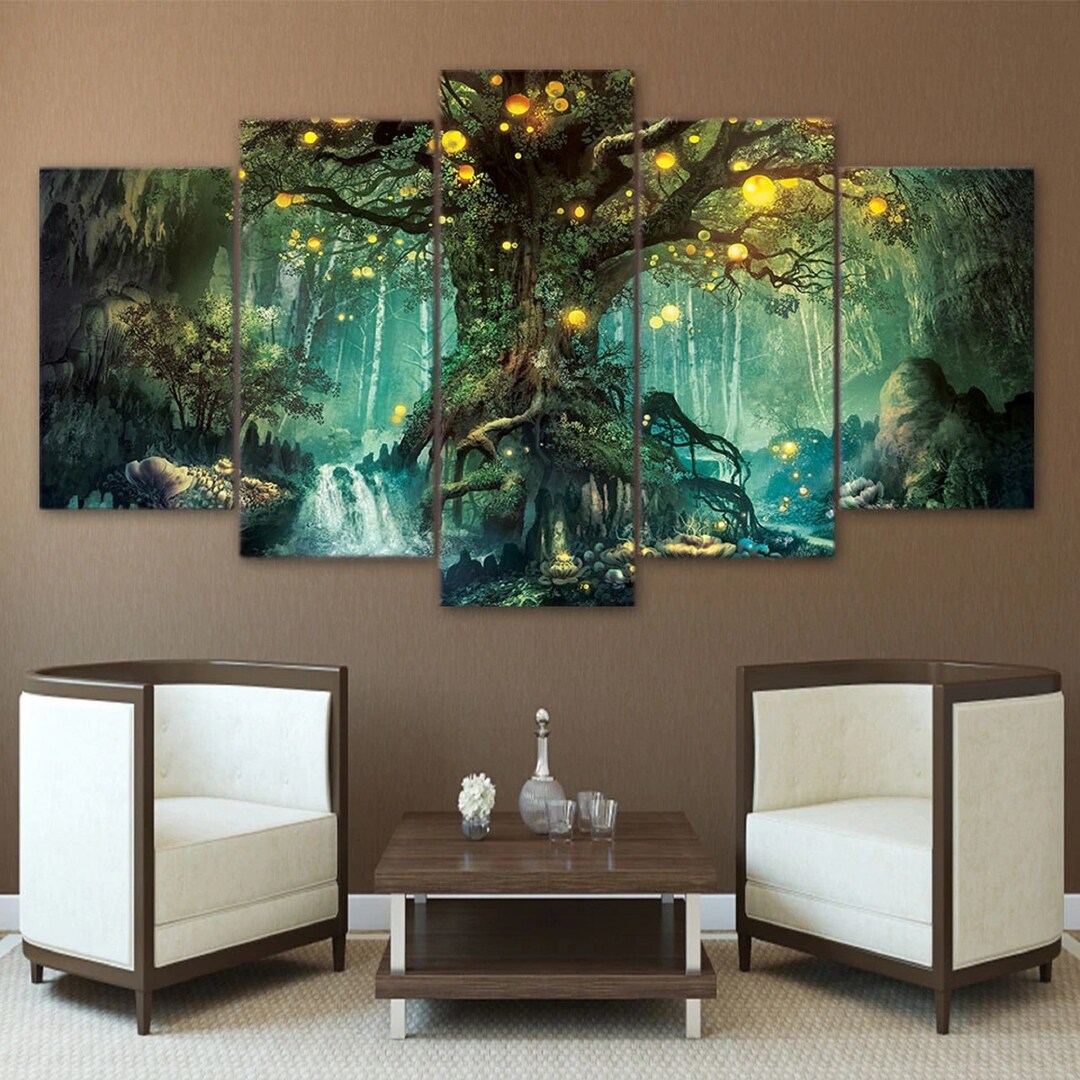 Enchanted Forest Tree of Life Wall Art Poster 5 Piece Canvas - Etsy