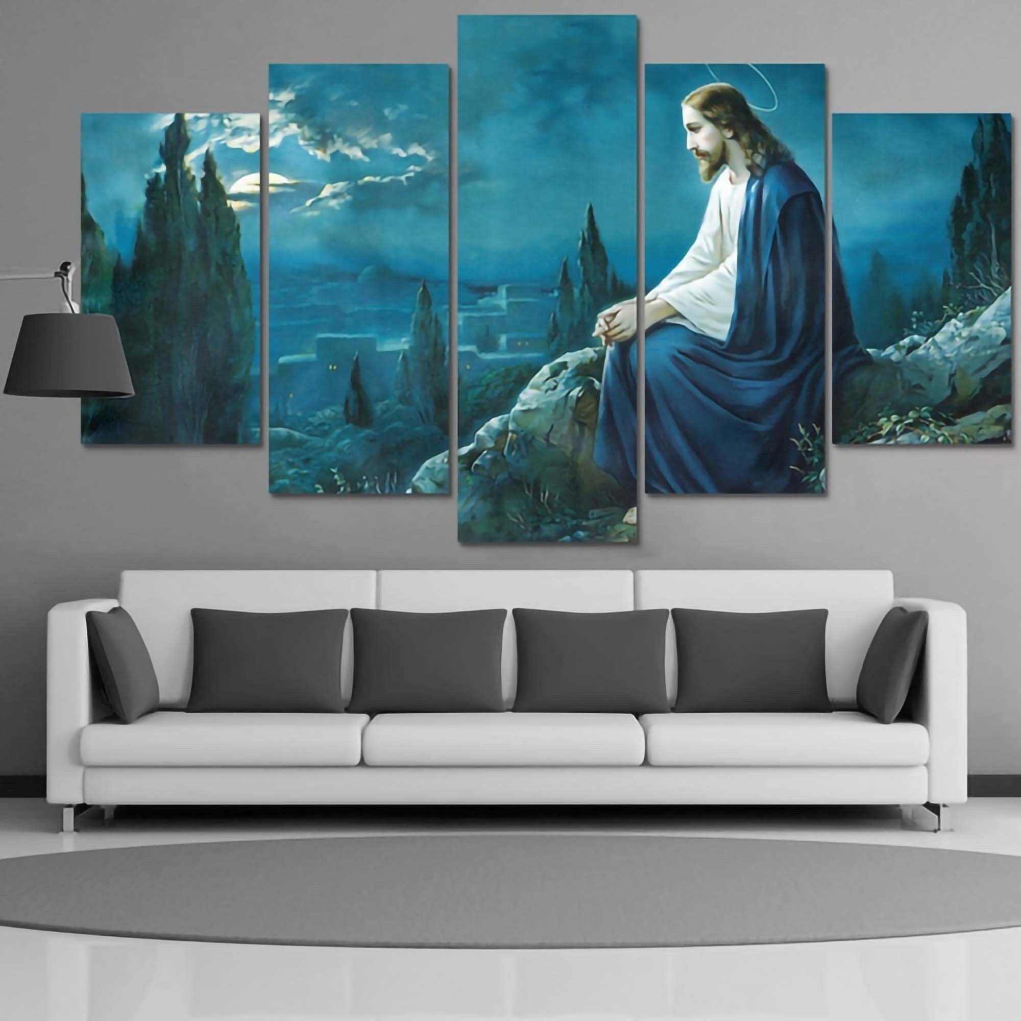 Jesus Christ 5 Panel Wall Art Christian Wall Decor Painting Etsy UK
