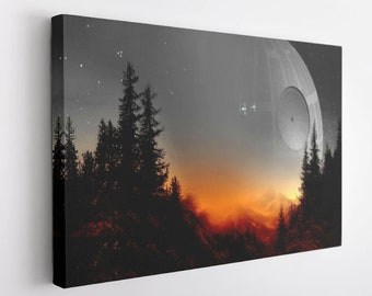 Death Star Painting Art Poster Framed Star Fan Print