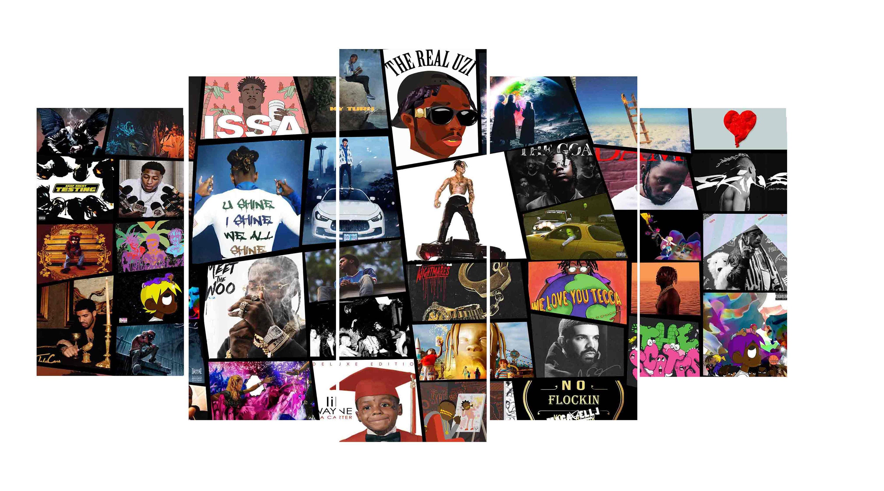 Hip Hop Wall Art Gangster Rapper Canvas Album Collage Framed Etsy
