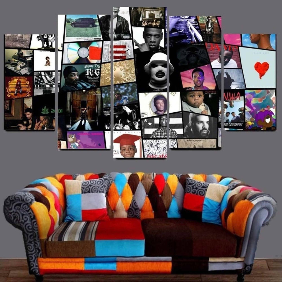 Hip Hop Music Wall Art Legends Rapper Canvas Album Collage Etsy