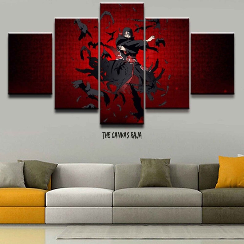 Itachi Naruto Anime 5 Panels Wall Art Canvas Poster Multi Etsy