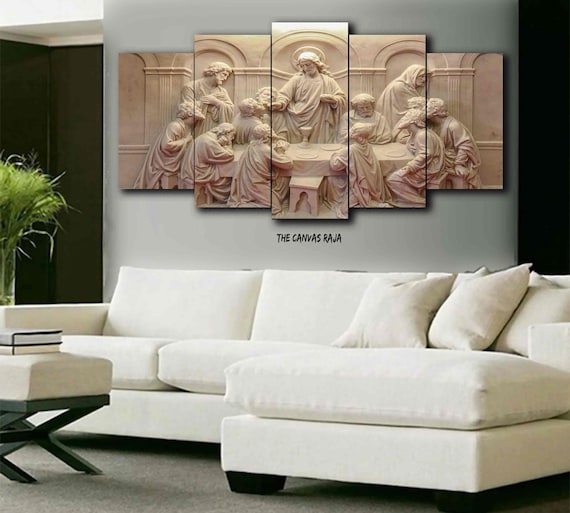 Last Supper Canvas Wall Art: 5-Piece Christian Painting Gift