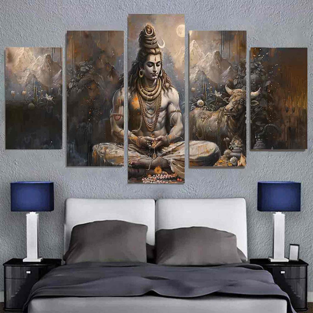 Lord Shiva Canvas Wall Art, Hindu God Meditation Print, Spiritual Home ...