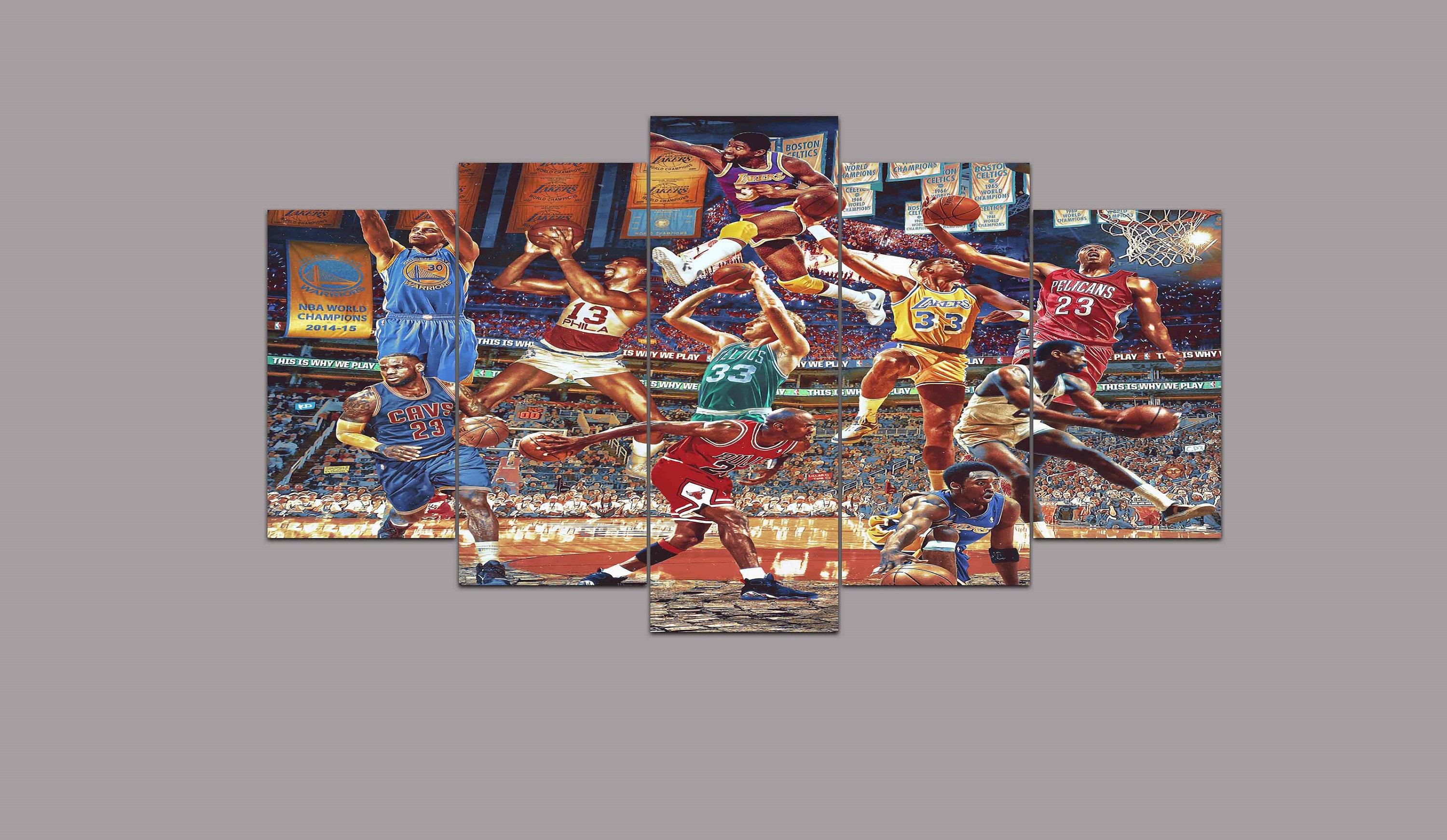 Basketball Legends Canvas Poster Wall Art Print 5 Piece Decor Etsy