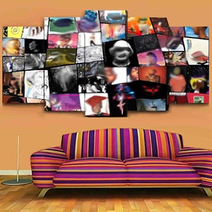 Hip Hop Album Cover Collage Canvas Print, Customizable Rapper Wall Art