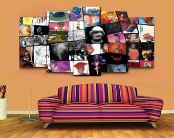 Hip Hop Album Cover Collage Canvas Print, Customizable Rapper Wall Art