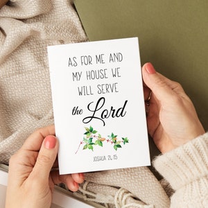 Inspirational Bible Verse Greeting Card, Joshua 24:15, As for me and my house we will serve the Lord