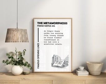 The Metamorphosis, Franz Kafka Print, Classic Novels Opening Lines, Unframed Print