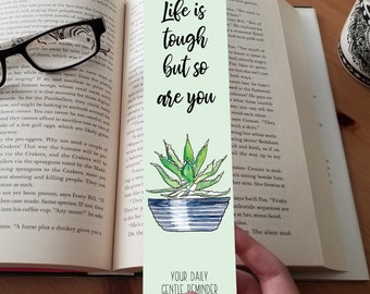 Watercolour Cactus Bookmarks with Gentle Reminder Quotes