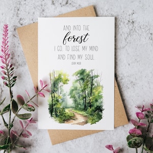 John Muir Inspired Forest Nature Greeting Card with Envelope