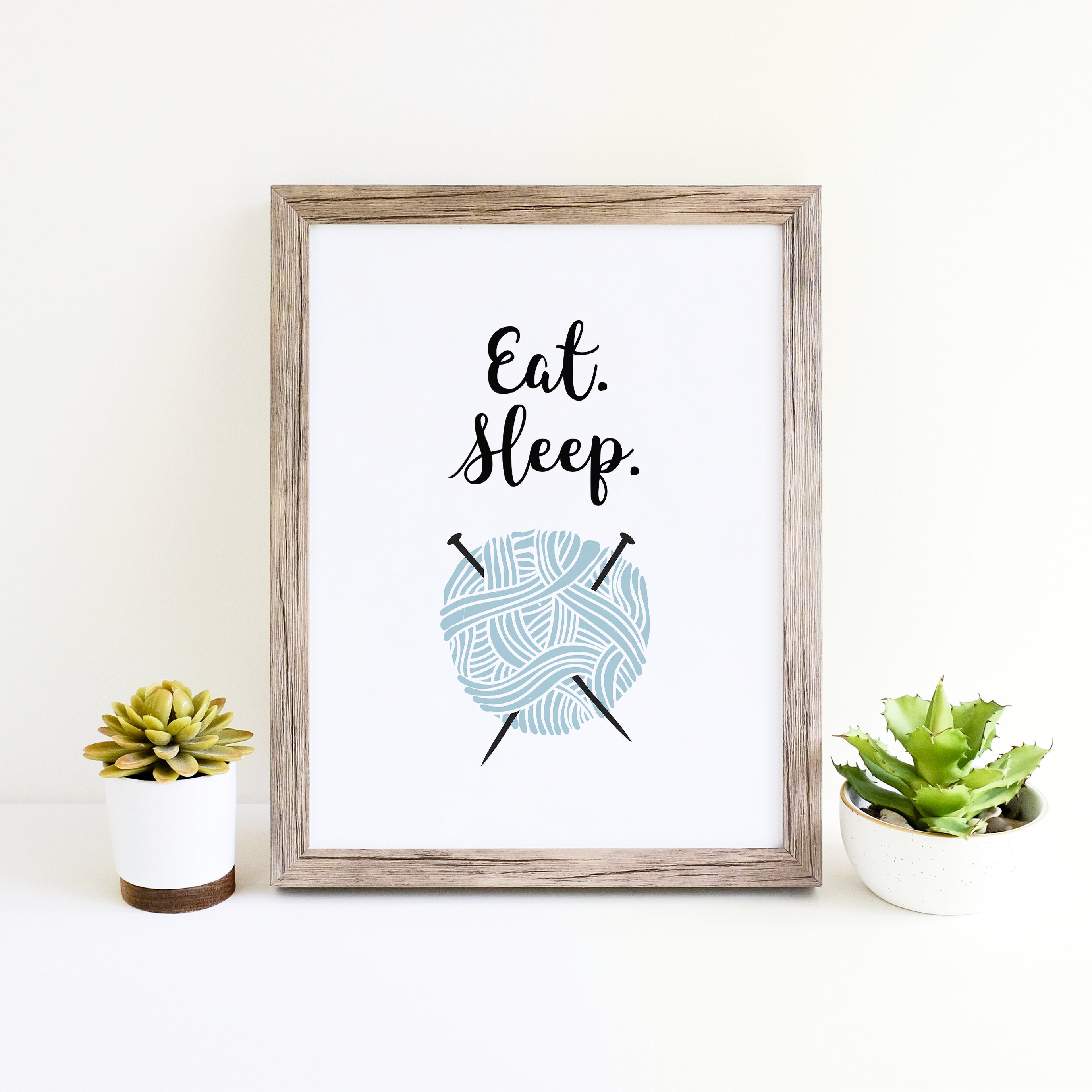 Eat Sleep Knit Poster Knitting Wall Art Decor Print Gift for Etsy