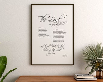 The Lord is my shepherd, Bible Verse Print Psalm 23, Unframed Print