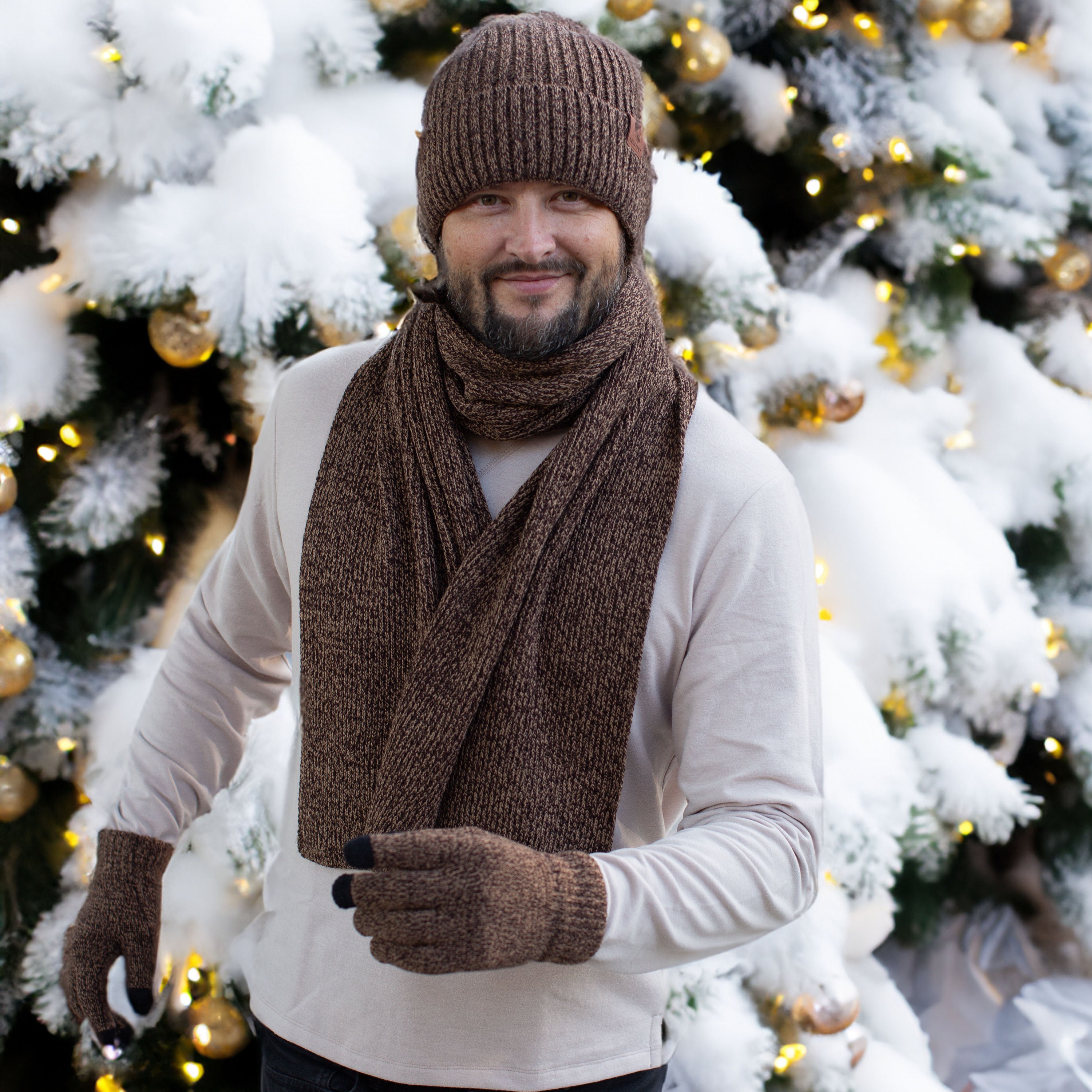 Winter Beanie Hat Scarf & Gloves Set - Thermal Fleece Lined For Extreme Cold Weather