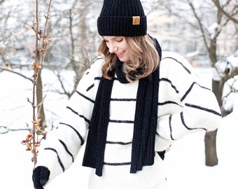 Ensemble Bonnet-écharpe-gants Unisexe Hiver - Doublure Polaire - Gants Tactiles - Taille Unique