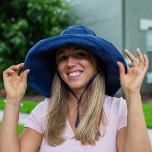 Adjustable Size Womens to Fit Brim Wide Brim Bucket Hat Solid Pattern Summer Sun Protection Cap Floppy Hat Safari Outdoor Unisex Foldable