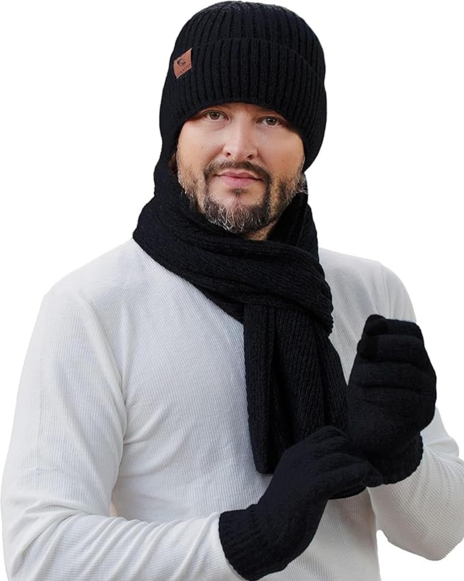 Cashmere Black Hat Scarf And Gloves Set Winter Set For Men