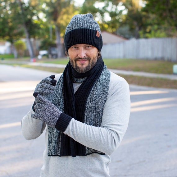 Ensemble Hiver Bonnet + Écharpe Longue + Gants Tactiles - Homme/Femme, Acrylique/ Polyester, Taille Unique