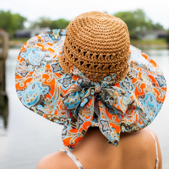 Straw Sun Hat, Womens Beach Hat With Bow, Packable Beach Hat, Brim