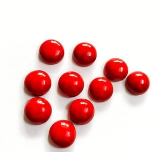 Deep Red Coral 4mm to 25mm Round Shape Flat Back Loose Cabochon Polished Gemstone For DIY Jewelry Making, Ring, Necklace, Bracelet