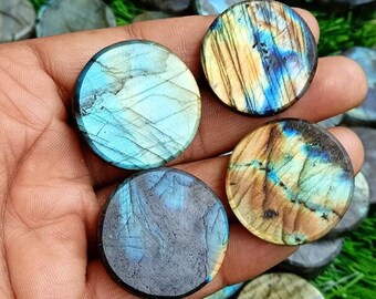 10mm Natural Blue Shin Labradorite Round Shape Flat Disc Cabochon Loose Gemstone Fashion Jewelry Making Bracelet Cabochon Gemstone All Sezi