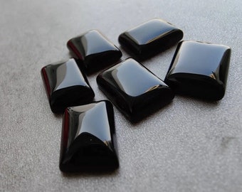 Natural Black Onyx Rectangle Shape Flat Back 12x16mm Gemstone, Black Onyx Loose Gemstone for DIY Jewelry Making, Rings, Bracelet, Necklace