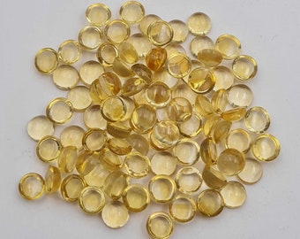 6 mm Golden Citrine Quartz Round Shape Flat-Back Cobochon Polished Calibrated Loose Gemstone  Jewelry Making, November ,Wholesale Gemstone