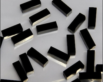 Natural Black Onyx Rectangle Shape 5x15 Flat Bar Calibrated Loose Gemstone for Jewelry Making, Black Onyx Baguette Shape Gemstone for Rings,