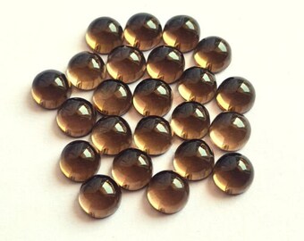 Natural Cabochon Smoky Quartz Round Shape 10mm Flat Back Cabochon Gemstone Smoky Quartz Loose Beads Fashion Jewelry Making, All Size Avail