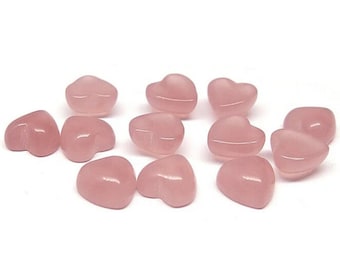 Natural Rose Quartz Heart Shape 12mm Flat Back Cabochon Gemstone for DIY Jewelry Making, Rings, Pendant for Necklace, Birthstone Jewelry