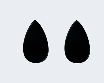 Piedra preciosa de cabujón plano en forma de pera de lágrima de ónix negro natural para hacer joyas de bricolaje, todos los tamaños disponibles, juego de 2 piezas, proveedor mayorista
