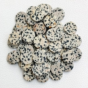 15mm Dalmatian Jasper Round Flat Coin Loose Gemstone for Jewelry, Calibrated Gemstones, Top Quality Jasper Rings Bracelet Necklace, All Size