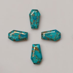 10x17mm High Quality Blue Copper Turquoise Faceted Coffin Shape Cabochon Loose Gemstone Jewelry Making Kingman Turquoise Mohave Turquoise